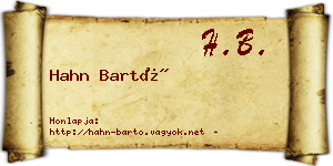 Hahn Bartó névjegykártya